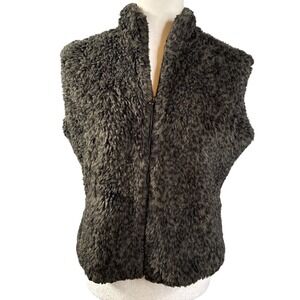 Cejon Accessories Faux Fur Vest Gilets Women's Brown Sleeveless‎ Full Zip Medium